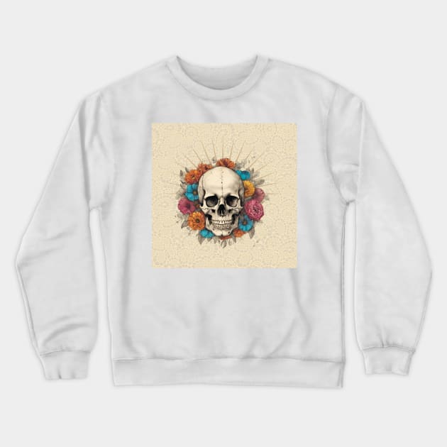 skull with flowers Crewneck Sweatshirt by Studio468